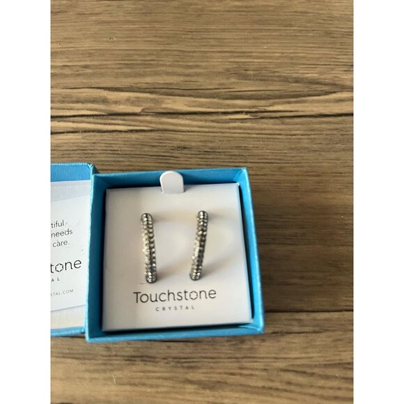 Touchstone Crystal by Swarovski Silver Helix Hoops Earrings - Picture 2 of 4